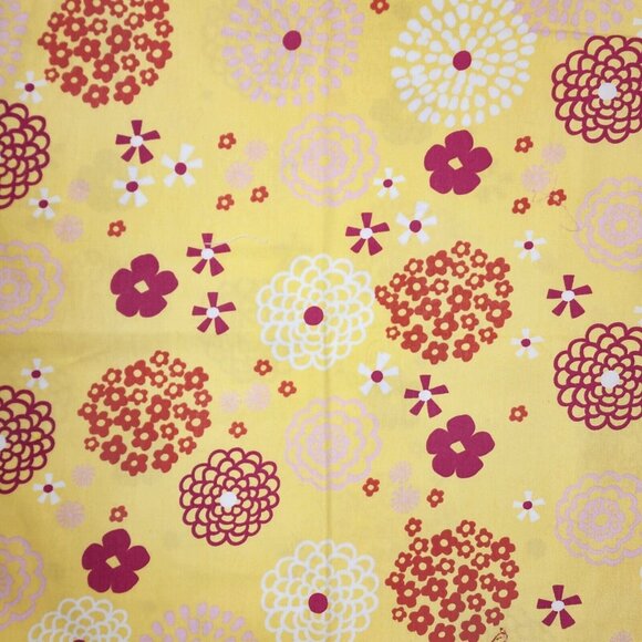 Upholstery Fabric Yellow Pink Flowers Groovy Retro Floral 44" Wide 1/2 Yard - Picture 1 of 5